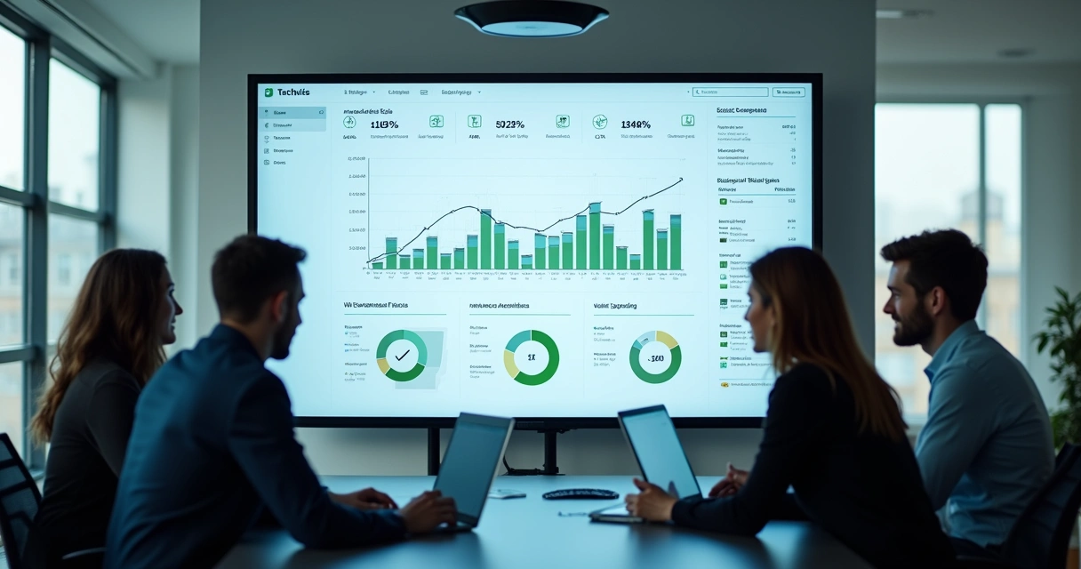 Dashboard mostrando métricas de sucesso após alinhamento de equipes 