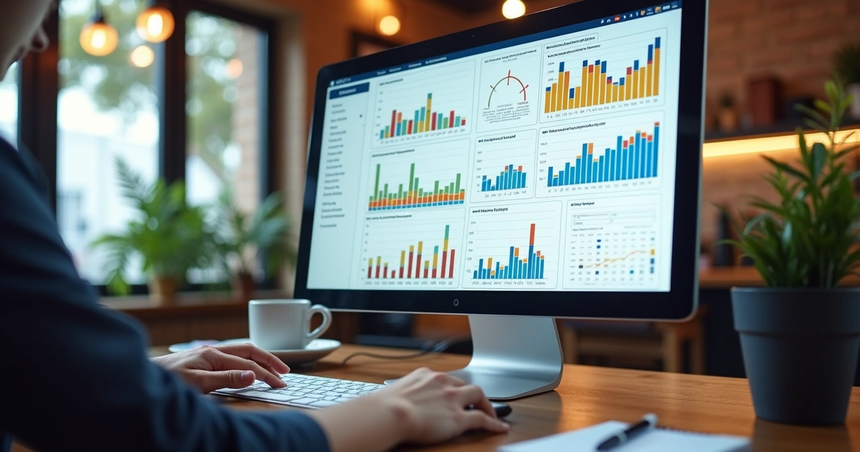 Dashboard com gráficos de resultados de marketing barbearia