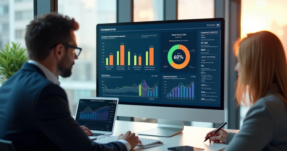Dashboard de resultados de IA em empresa média 