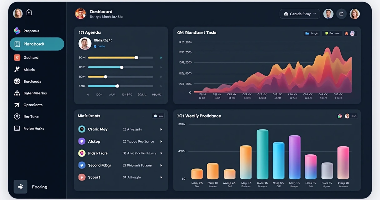 Dashboard mostrando checklist de reunião 1:1 e progresso de OKRs 