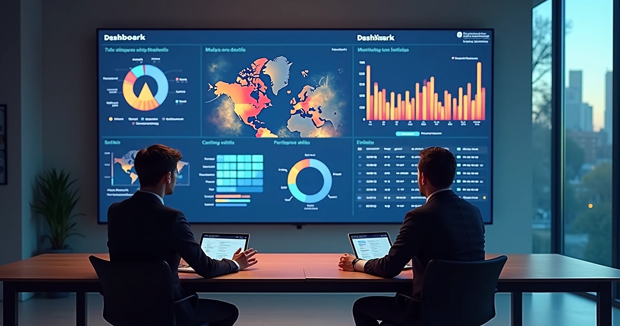 Dashboard com gráficos coloridos sobre riscos psicossociais