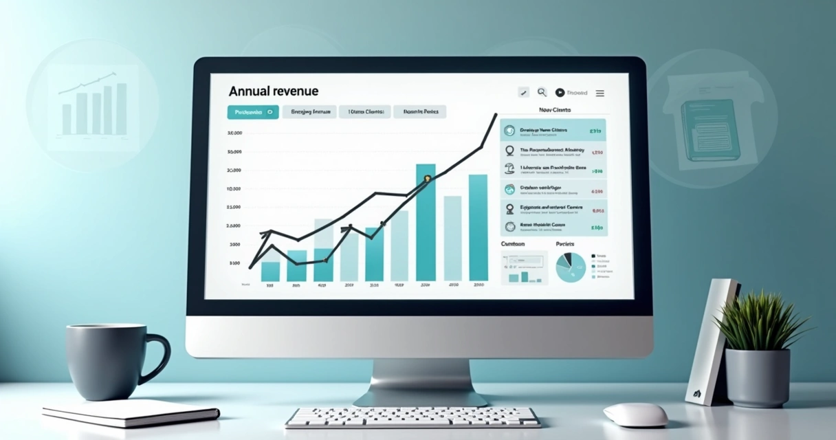 Dashboard financeiro SaaS com gráfico crescente 
