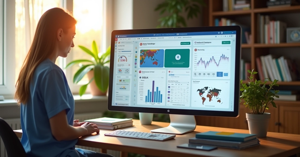 Dashboard digital colorido com dados clínicos de paciente em tempo real