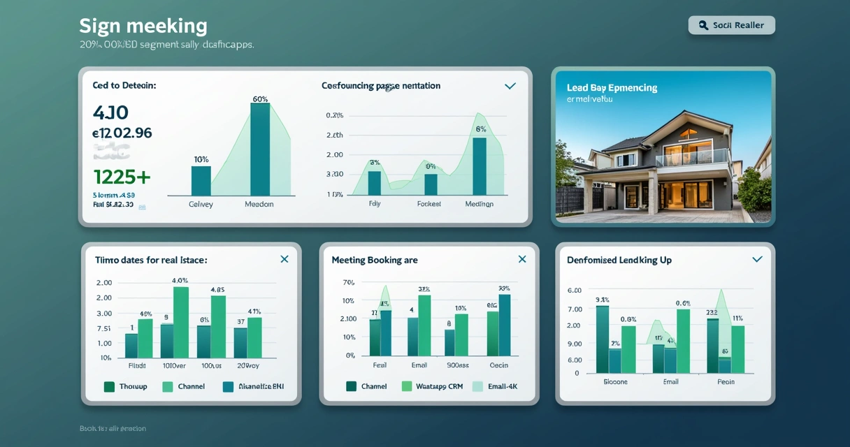 Painel de dashboard de SDR com IA mostrando métricas imobiliárias 
