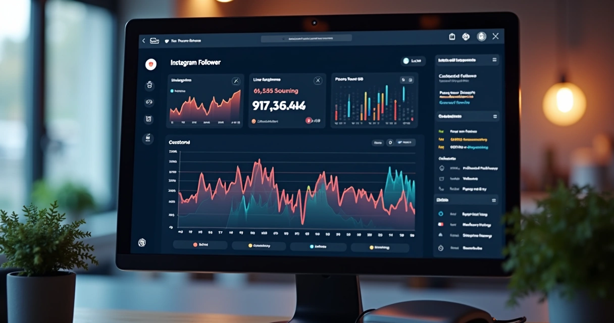 Tela de dashboard com indicadores de seguidores do Instagram 