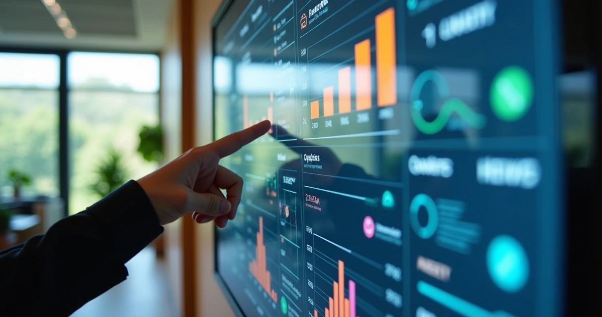 Dashboard digital de segurança alimentar em tela grande 