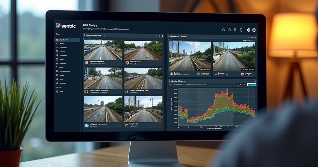 Dashboard detalhado de monitoramento visual de obras