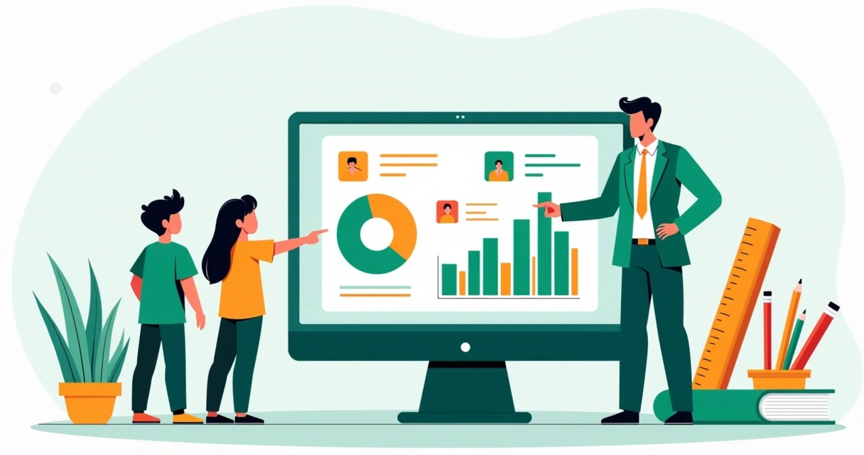 Dashboard de educação com gráficos de desempenho e participação 