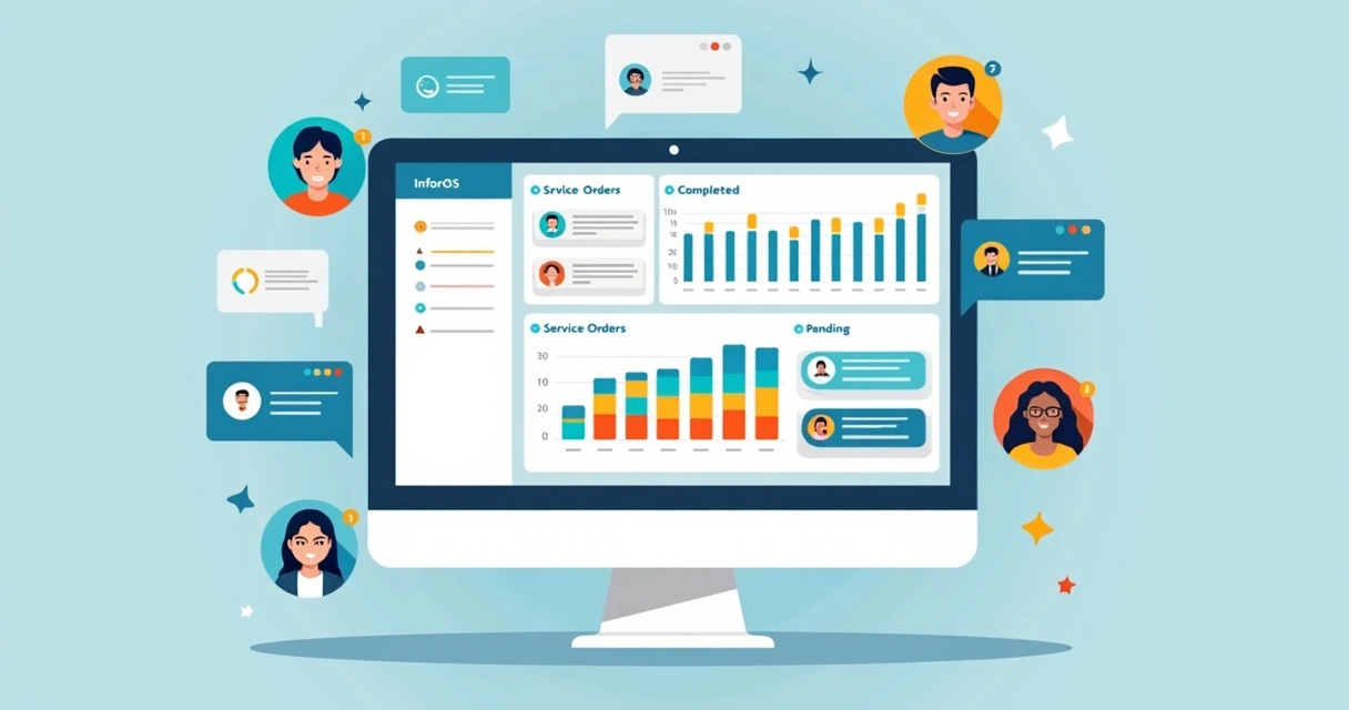 Dashboard do sistema InforOS exibindo ordens de serviço 