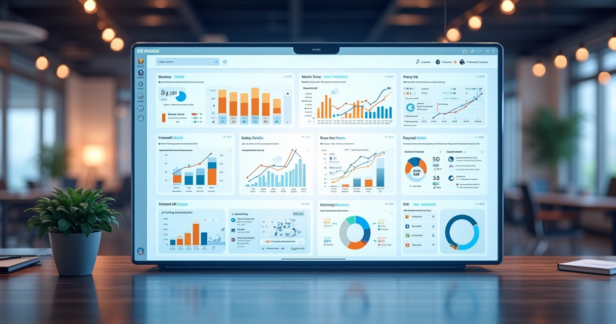 Visão de dashboard com sistemas corporativos integrados 