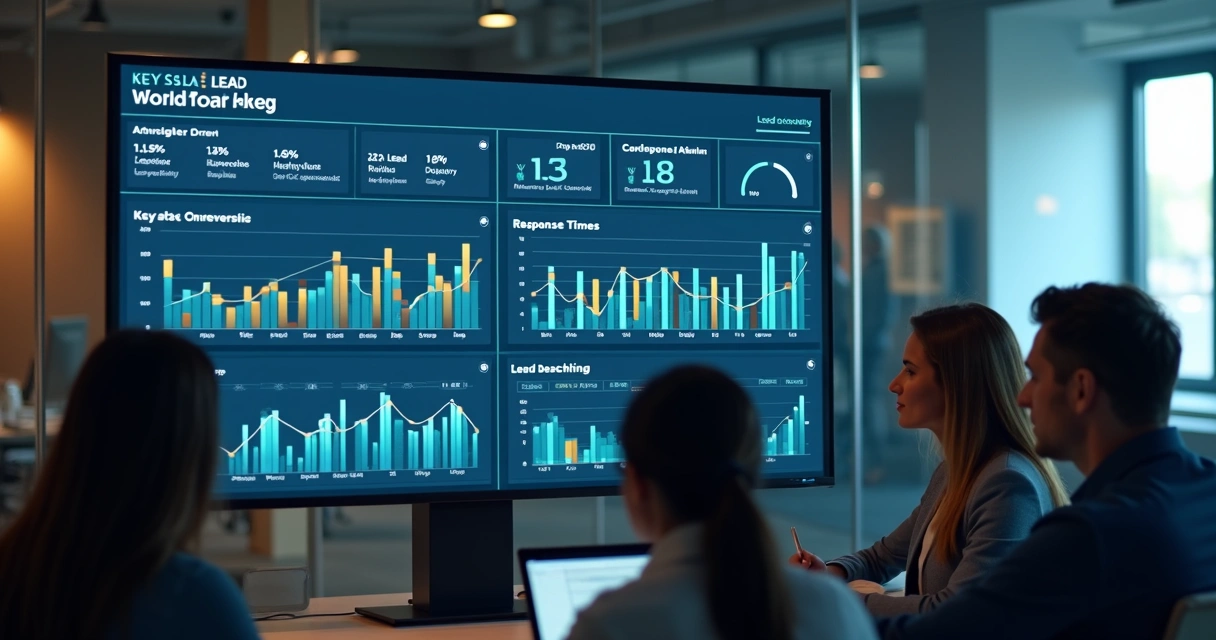 Dashboard digital exibindo KPIs de SLA empresarial 