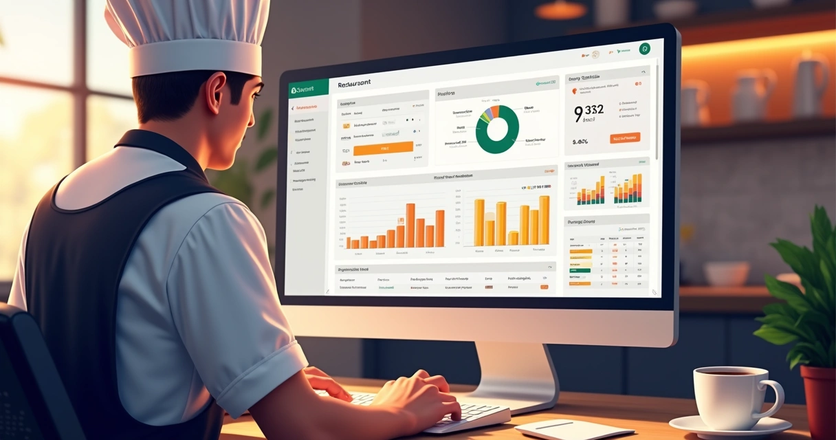 Dashboard intuitivo de software de gestão para restaurante 