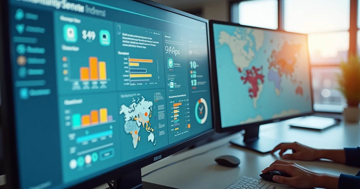 Painel digital de software de gestão exibindo ordens de serviço em tempo real 