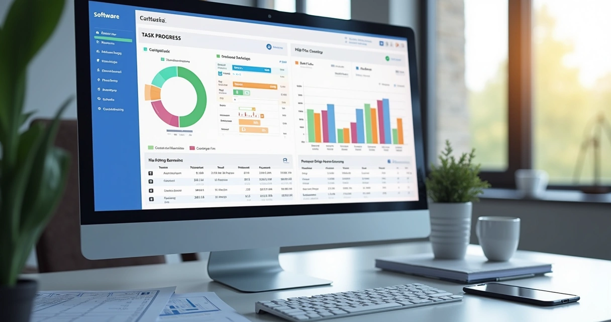 Tela de um dashboard moderno de software pericial, com gráficos e calendário 