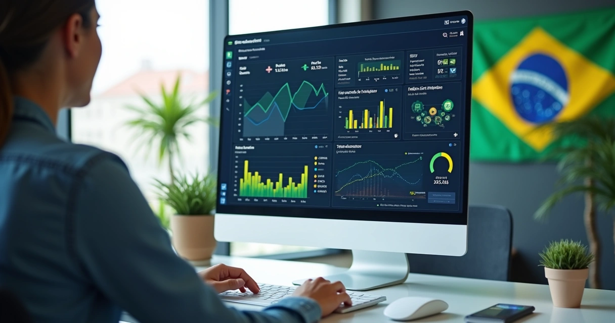 Dashboard de software tributário com gráficos fiscais de empresas brasileiras