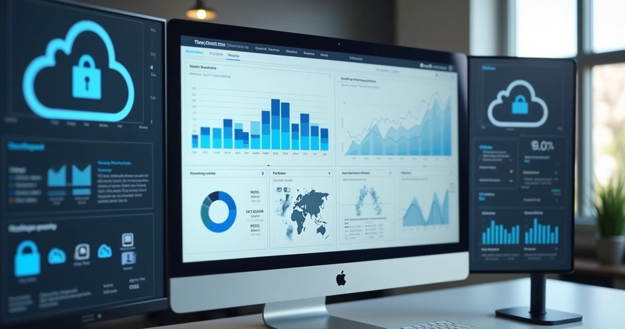 Dashboard de plataforma cloud mostrando gráficos de performance
