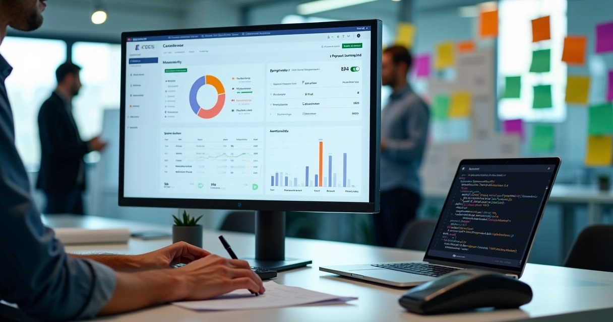 Painel digital de marketplace mostrando split de pagamentos entre vários parceiros 