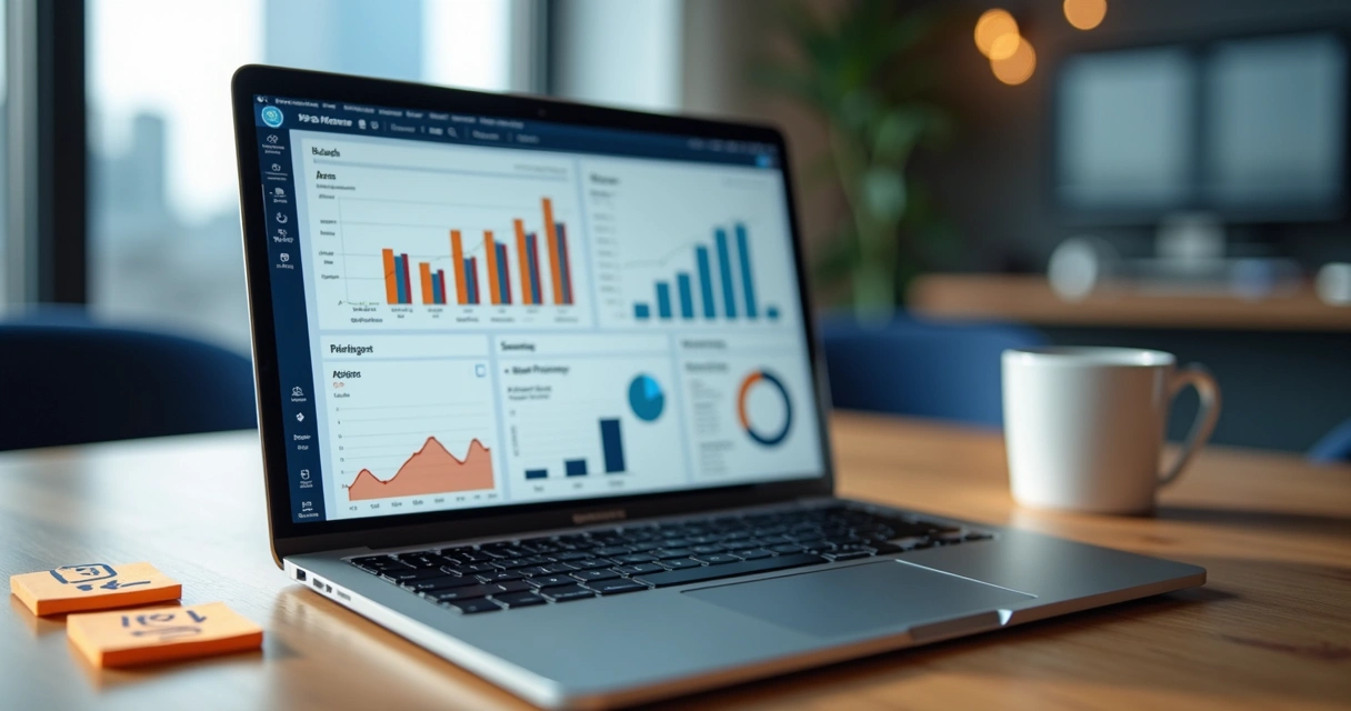 Notebook com dashboard e fluxo de eventos 