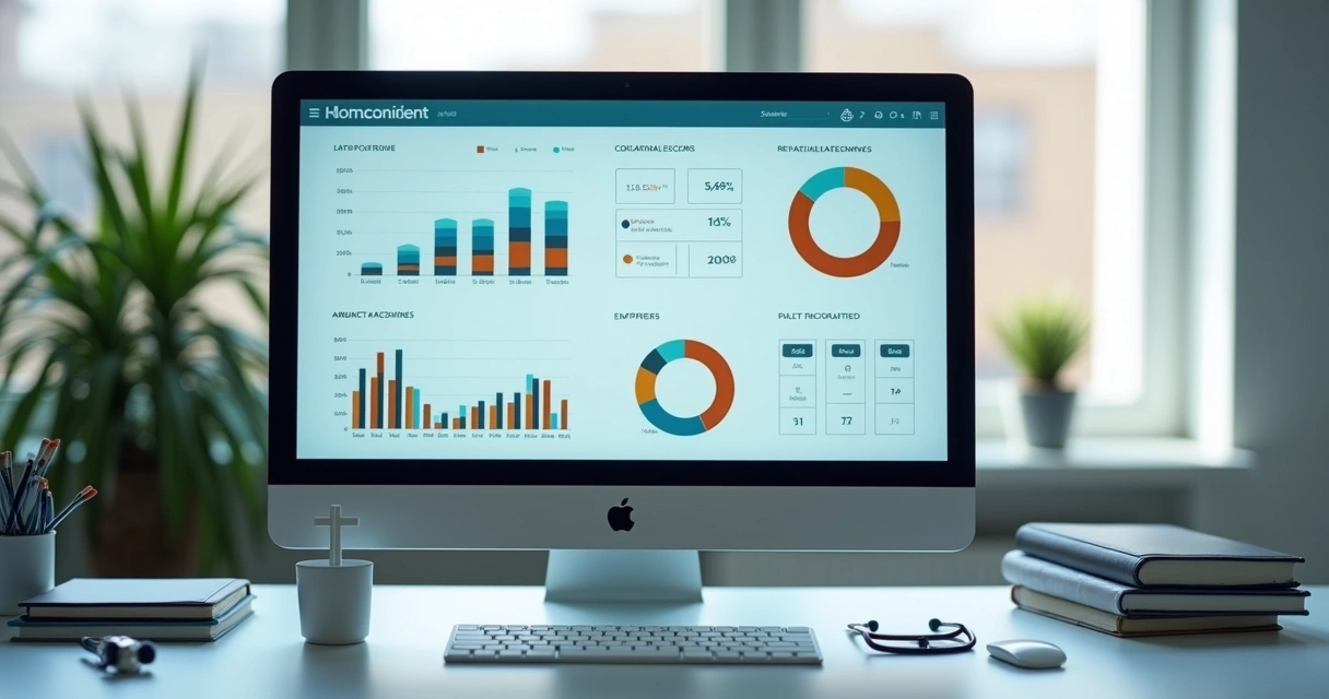 Tela de sistema de gestão financeira para consultório mostrando gráficos 