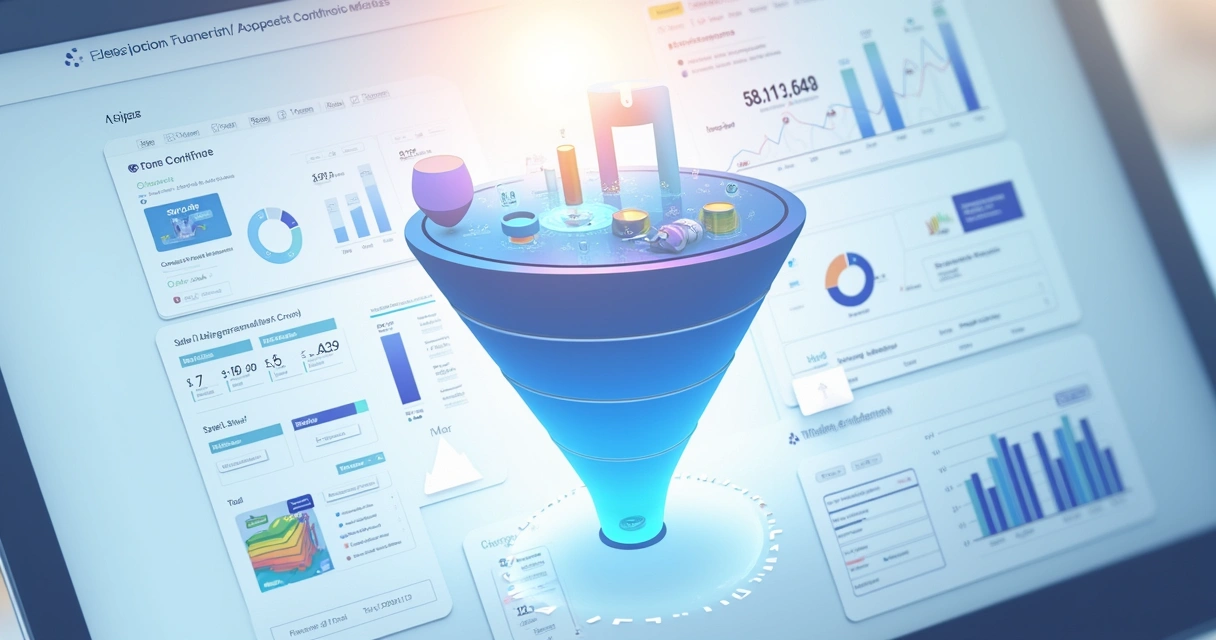 Dashboard de funil de conversão SaaS integrado com CRM e automações, com gráficos detalhados 
