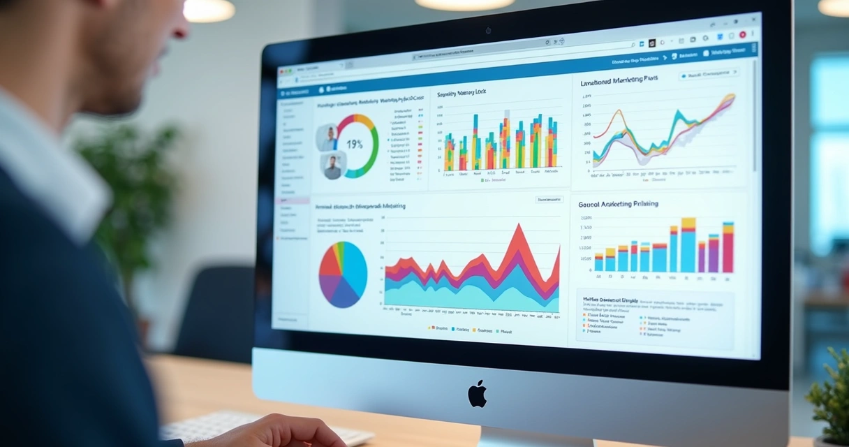 Dashboard moderno com gráficos de campanhas de marketing 