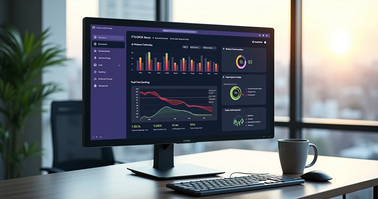 Dashboard de TI exibido em tela no Microsoft Teams