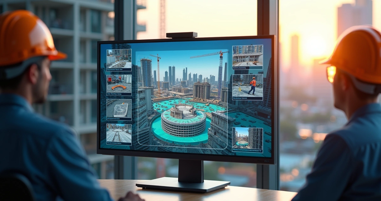 Dashboard online de obra mostrando integrações visuais e modelos BIM 