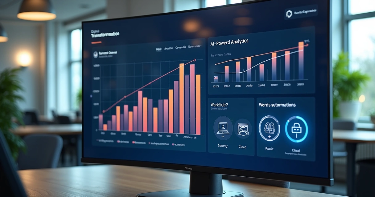 Dashboard de transformação digital na tela 