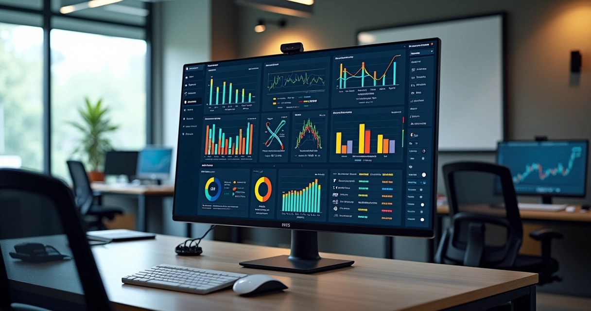 Dashboard tributário exibindo gráficos de incidência do IOF em tela de computador 