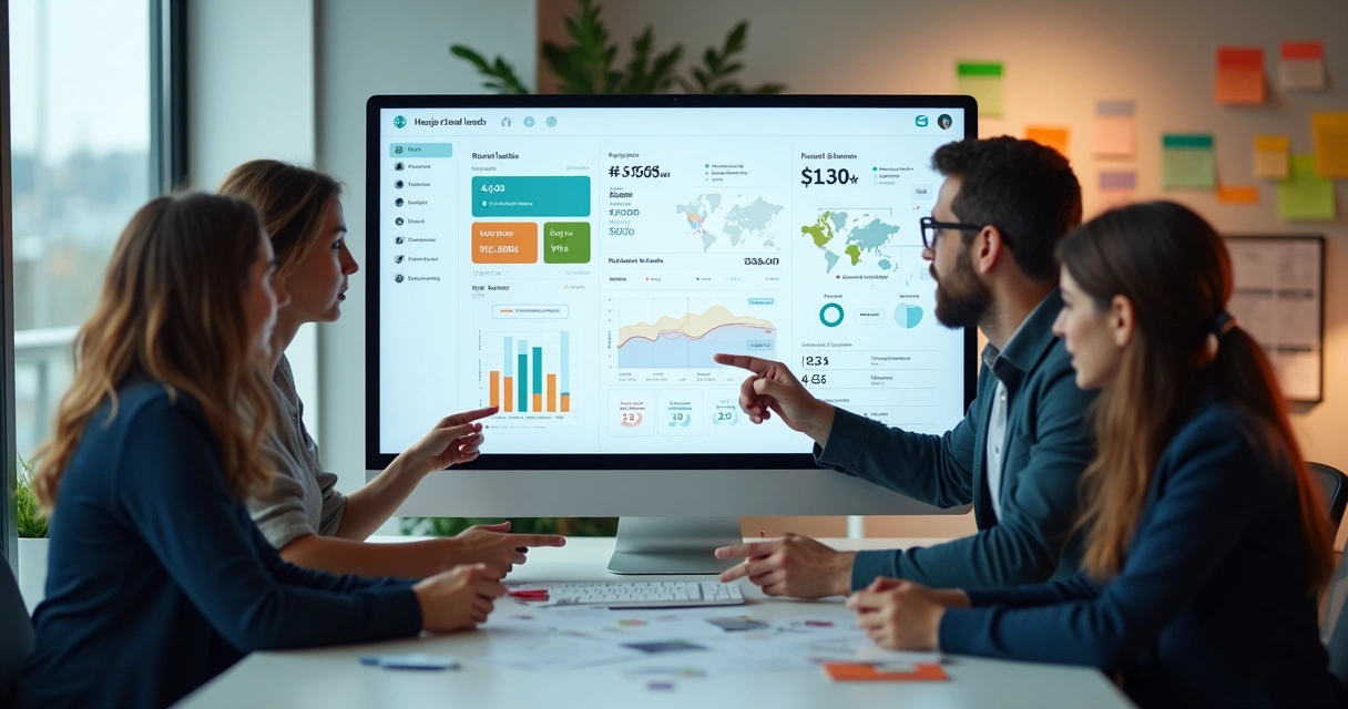 Dashboard conectado de atendimento, vendas e leads em tela de computador 