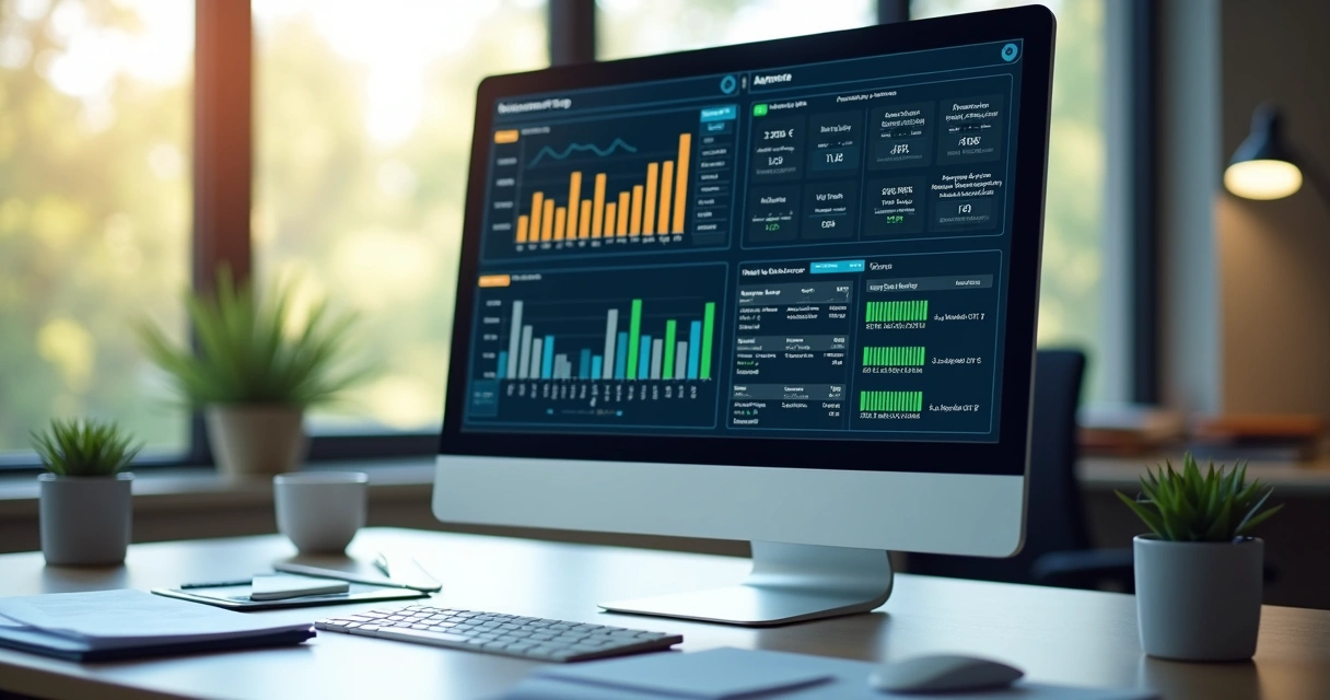 Dashboard contábil exibindo gráficos de validação e indicadores de exceção 