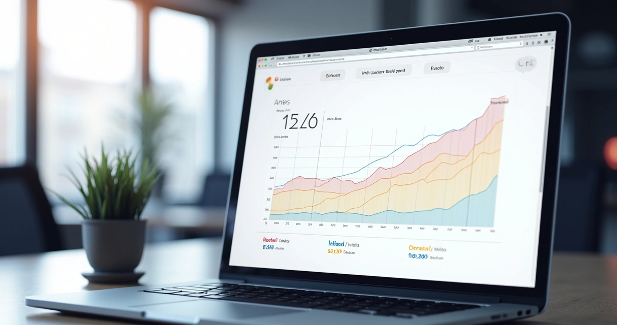 Dashboard ilustrando crescimento de site após aumento de velocidade 