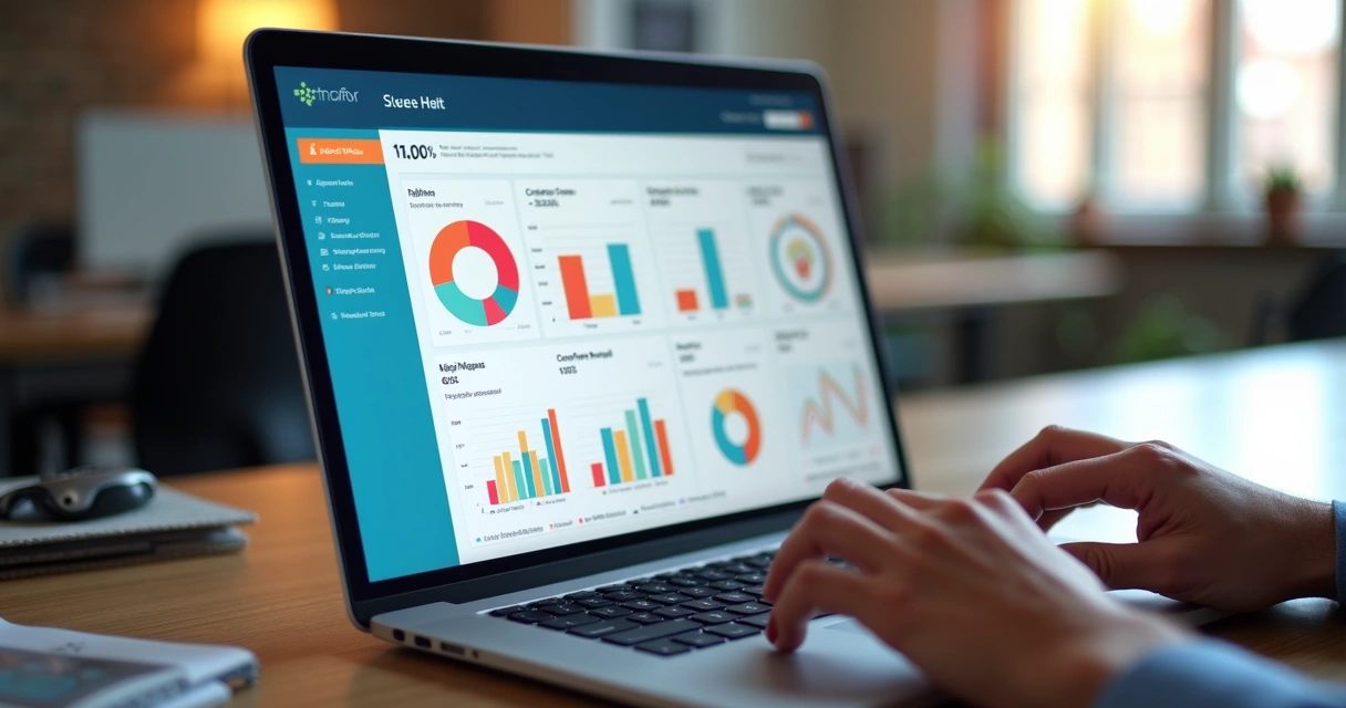 Tela de CRM com funil de vendas, gráficos e indicadores destacados 