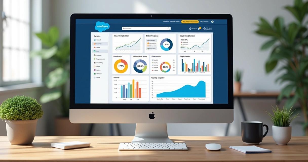 Dashboard de vendas em tela de computador mostrando gráficos e indicadores 