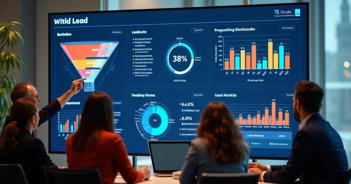 Dashboard de vendas mostrando performance do funil e engajamento 