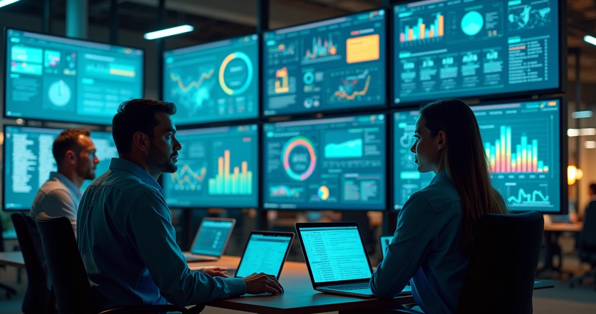 Painel digital com gráficos e métricas de vendas automação IA 