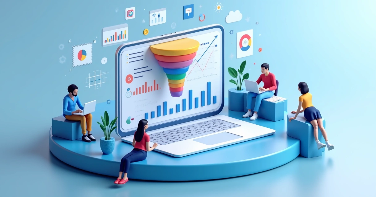 Vendas omnichannel B2B: como parceiros se encaixam Dashboard digital centralizado mostrando funil de vendas B2B com canais de parceiros e gráficos de desempenho