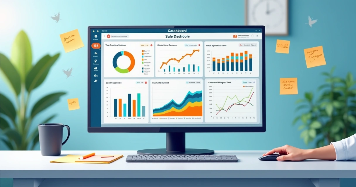 Dashboards de vendas com gráficos e relatórios digitais