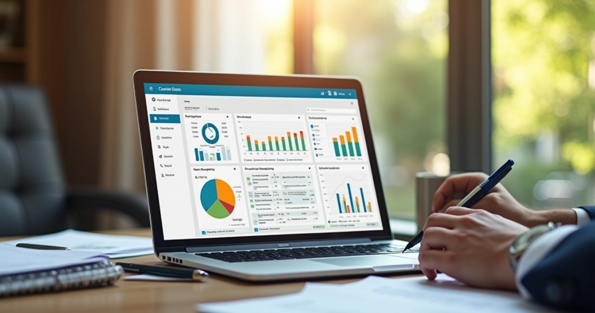 Painel de indicadores de vendas em tempo real no computador 