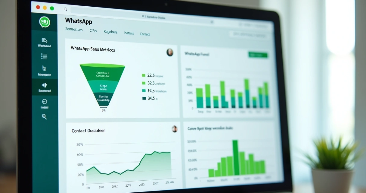 Dashboard de vendas no WhatsApp mostrando funil, taxas e resultados