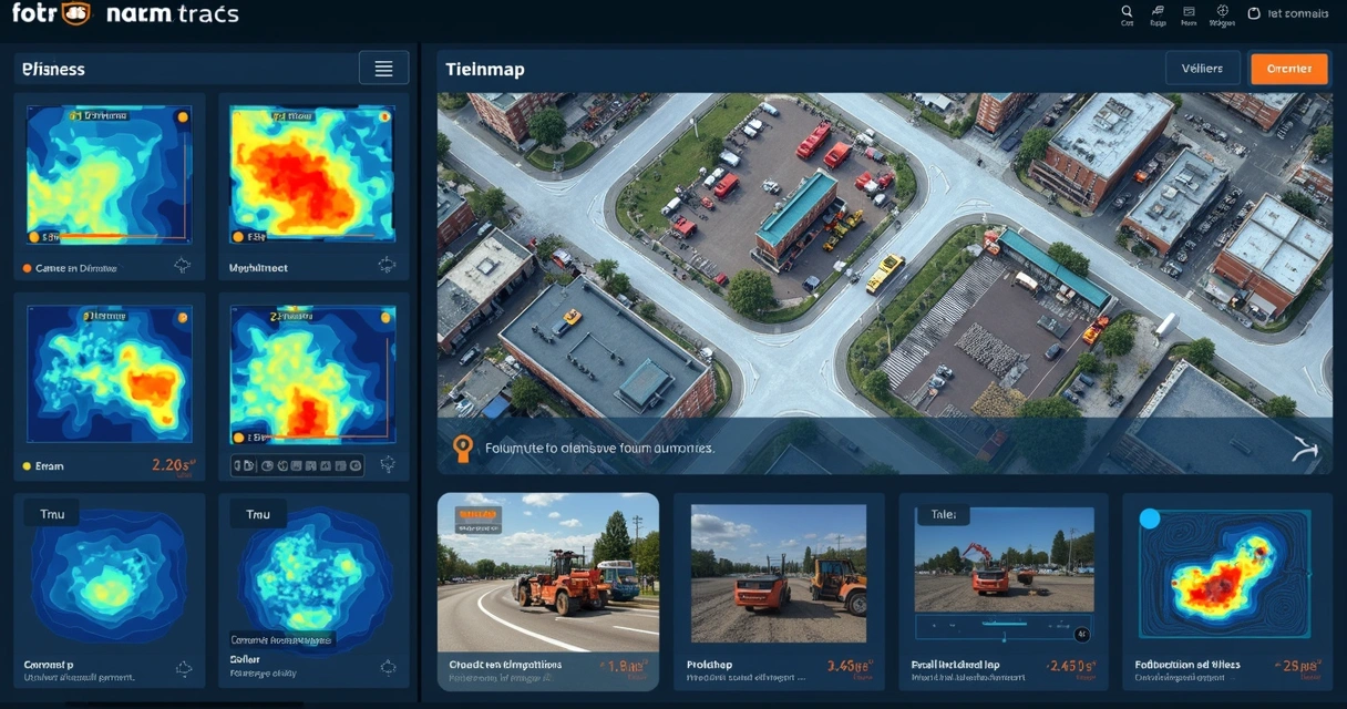 Dashboard de gestão visual mostrando ocupação do canteiro de obras 