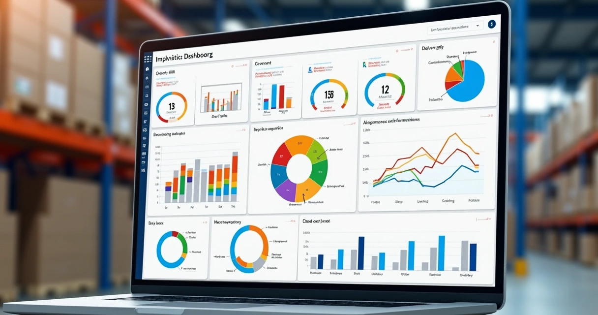 Dashboard de sistema WMS mostrando gráficos de métricas logísticas