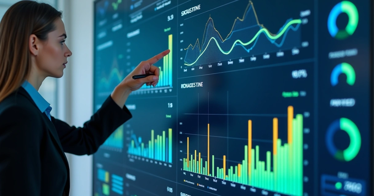 Dashboard com métricas de atendimento digital em tela ampla 