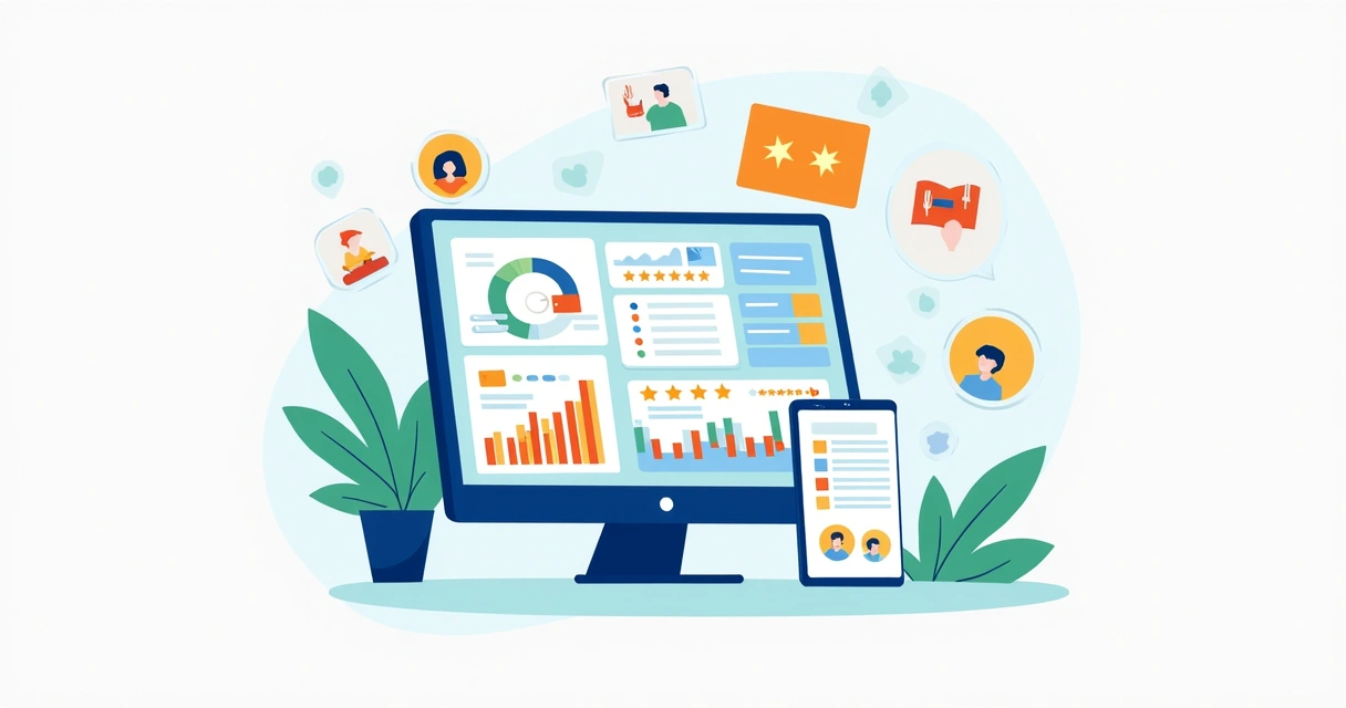 Dashboard de experiência do cliente com gráficos de avaliações