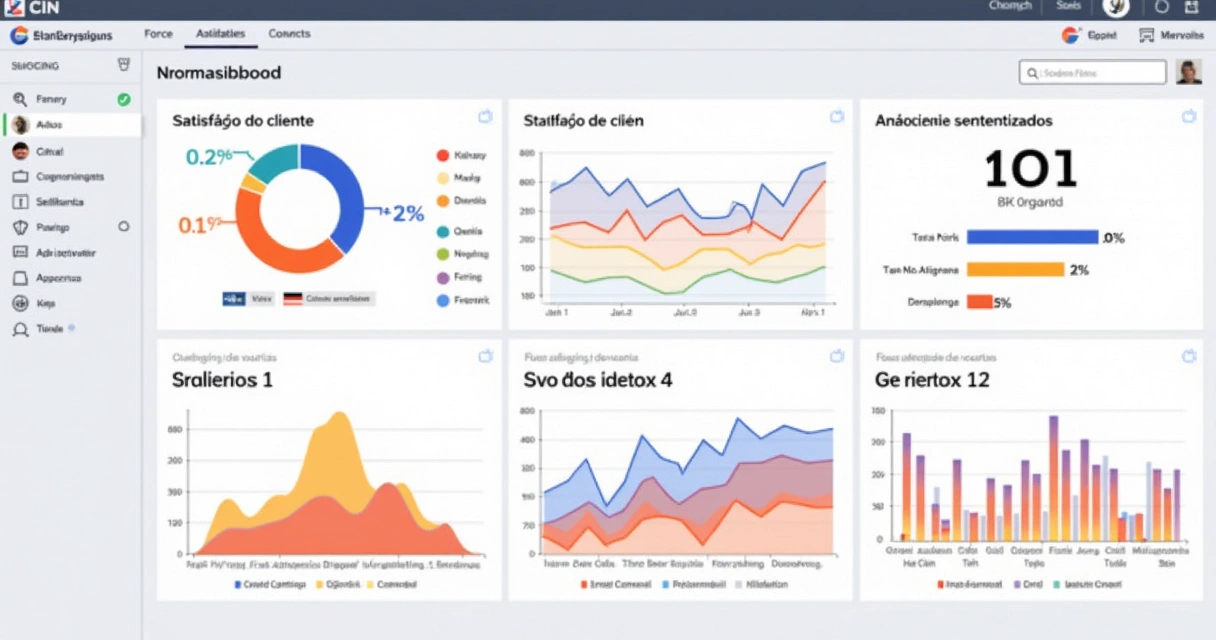 Dashboard colorido mostrando análise de feedback de clientes SaaS 