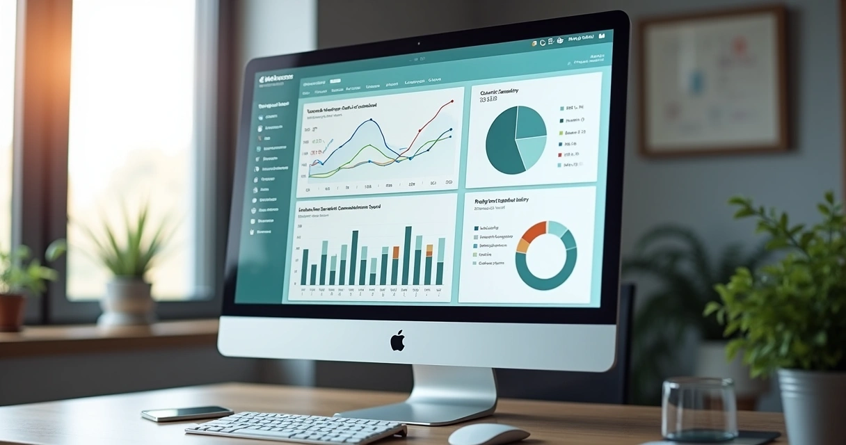 Dashboard digital com gráficos e KPIs do atendimento em condomínio 