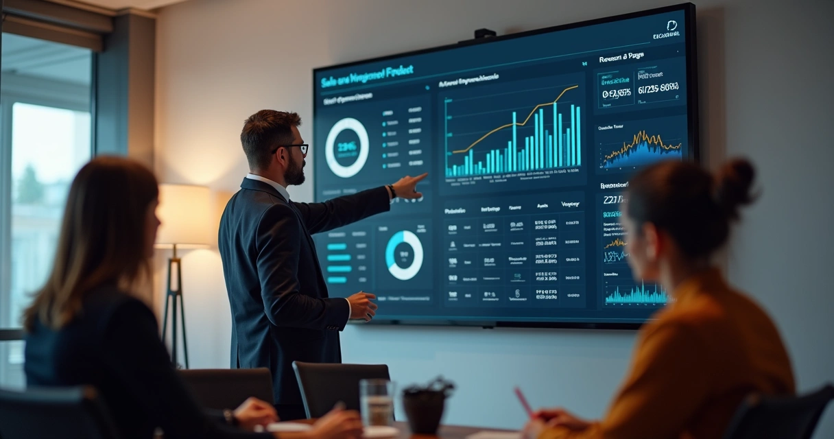 Pipeline de Vendas: Como Montar, Gerenciar e Prever Resultados 5 Painel de dashboards de vendas exibindo KPIs e previsões