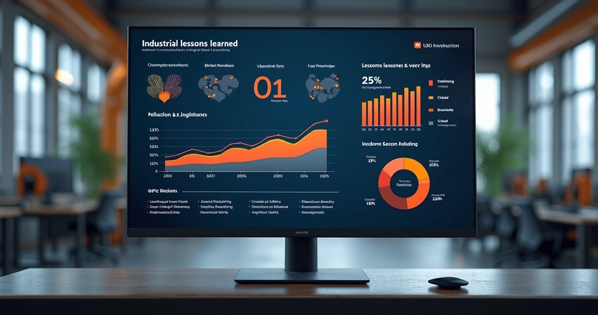 Dashboard digital com indicadores de lições aprendidas no setor industrial 