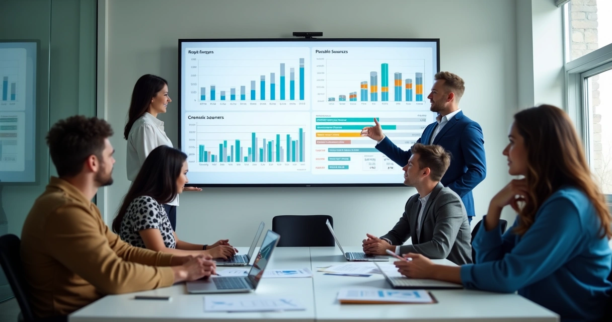 Dashboard de marketing mostrando vários canais integrados 