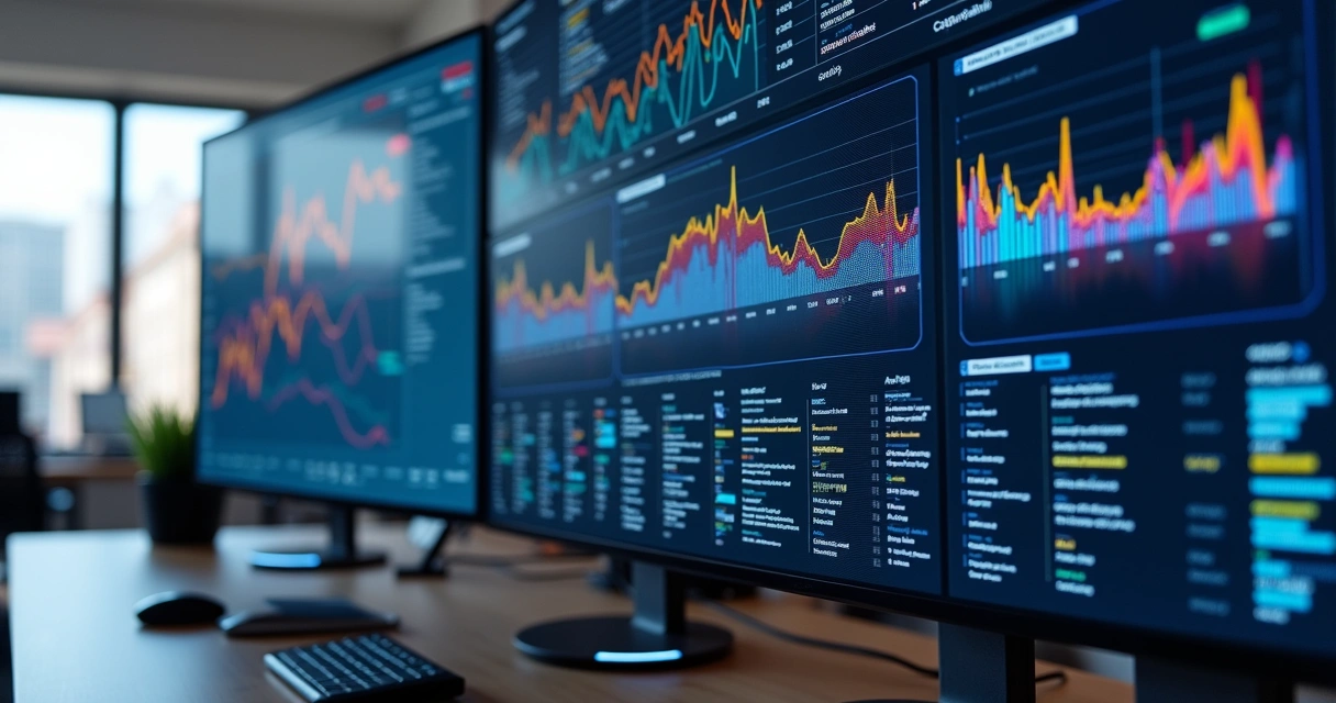Dashboard colorido monitorando sensores IoT em tempo real